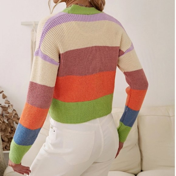 Color Block Button Up Cardigan - Picture 2 of 7